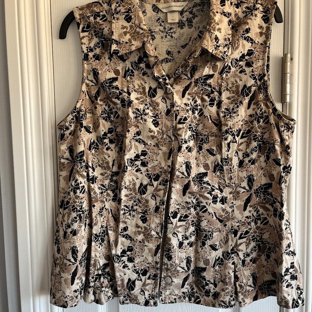 Women's Sleeveless Button Front Top